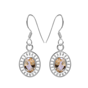 คอลเลกชันสุดพิเศษพลอยซิทรีนแข็ง925เงินสเตอร์ลิงต่างหูรุ่นใหม่ผู้ผลิตและจัดจำหน่ายในงานแต่งงานขายส่ง - Product Image 1