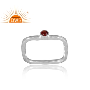 สีแดงโกเมนแหวนพลอยผู้หญิงเครื่องประดับผู้ค้าส่งปรับ925เงินสี่เหลี่ยมออกแบบแหวนผู้จัดจำหน่าย - Product Image 2