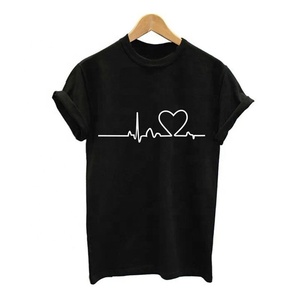 เสื้อยืดแขนสั้นผู้หญิง,เสื้อยืดลายกราฟฟิคของเด็กผู้หญิงผ้าฝ้ายสีดำเข้ารูปผู้ขายจำนวนมาก - Product Image 3