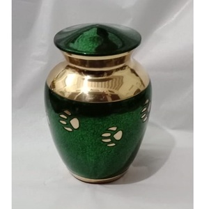 Nouvelle urne classique en aluminium en forme de coeur jeton de crémation petite urne pour animaux de compagnie pour votre enterrement d'animal de compagnie avec couleur bleue et blanche avec support - Product Image 2