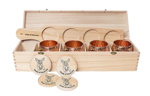 Ensemble de 4 tasses en cuivre martelé brillant fini avec 4 verres à shot, 4 pailles et plateau pour usage domestique - Product Image 4