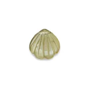 Green Strawberry 12mm Shell Shape Carved Gemstone, Natural Hand Carving - Shell Carved Briolette Gemstone