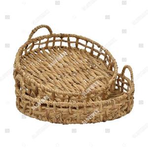 Vintage En Rotin De Bambou Plateau En Osier Artisanat Buffet Du Vietnam - Product Image 6