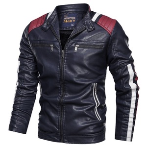 Chaqueta de Cuero para Hombre, Estilo Motero, Negra, Casual, Deportiva, con Cierre, Vintage, Gruesa, de Invierno, Impermeable y Resistente al Viento - Product Image 2