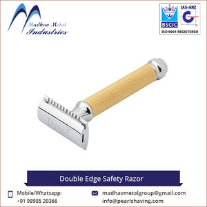 Rasoir de sécurité à double tranchant en laiton Madhav personnalisé, à prix réduit pour la vente en gros, idéal pour le nettoyage de la barbe masculine, populaire et le plus vendu - Product Image 2