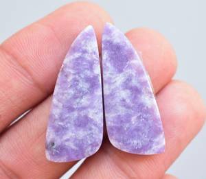 Cabochon de pierre précieuse violette, 1 paire de pierres précieuses, en lépidolite naturelle, pour boucles d'oreilles, piston ample, vente en gros - Product Image 3