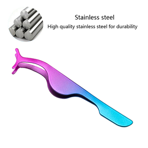 Private Label Stainless Steel Twezzers False <b>Eyelash</b> Tweezers <b>Applicator</b> Custom Logo Bulk Strip Eye Lash Twizzers Laah Tweezers - Product Image 3