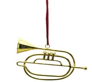 Metal Trumpet <b>Large</b> Golden Home Decoration Christmas Hanging <b>Ornament</b> Premium Quality Best Selling Trumpet - Product Image 1