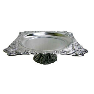 Handcrafted Cake Stand Dinner <b>Table</b> Server Accessories Unique Style <b>Square</b> Shape Silver Antique Finishing Cake Stand - Product Image 1