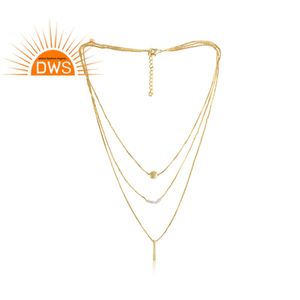 Collar con colgante de piedras preciosas de arcoíris, piedra Natural de Luna, proveedor de joyería, Collar chapado en oro y latón de diseño clásico - Product Image 2