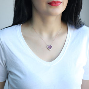 Pendentif en argent Sterling 925 fait à la main en forme de cœur, rubis avec pierre de Zircon, vente en gros - Product Image 3