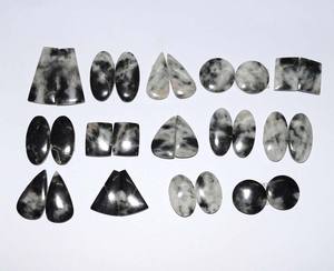 Paire de cabochons en jaspe de baleine, pierres précieuses naturelles, pour la fabrication de bijoux, taille libre, vente en gros, nouvelle collection - Product Image 1