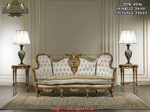 Juego de Sofás Estilo Princesa Moderno Francés en Madera de Teca con Acabado en Nogal, Tamaño y Color Personalizables - Product Image 5