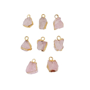 Brut Rose Quartz Pierre De Naissance Tranchant Pendentif Plaqué - Product Image 4