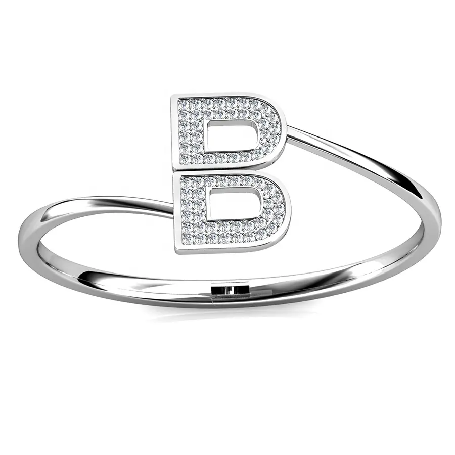 Destiny Jewelry Gelang Kuningan Besar Alfabet, Perhiasan Buatan Tangan Kristal Austria Premium