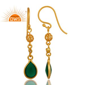 Boucles d'oreilles pour filles, plaqué or 18k, argent 925, perles à la mode, vente en gros, topaze, Onyx vert, pierre précieuse, possibilité de vente en gros - Product Image 2