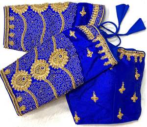 Haute Qualité Fantaisie Designer Khatli Travail Manuel Sari Blouse Pas Cher Taux En Gros Matériel De Soie pour Dames Parties Direct Surat Inde - Product Image 4