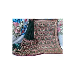 Best Quality Made Kashmiri Phulkari Printed Georgette Women Saree Buy at Less Market Price