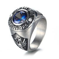 Moyen-orient style Indien bijoux antique bague en acier inoxydable avec rouge bleu zircon pierre