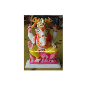 Statue en marbre italien peint à la main, Statue de seigneur Ganesha - Product Image 1