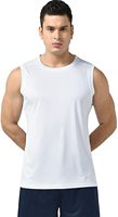Camiseta sin mangas ajustada para hombre, azul, de punto, para gimnasio y running, estilo casual, hecha a medida, de elastano/poliéster, antiencogimiento, 180g