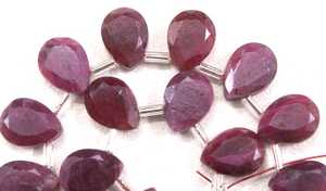 Cuentas de Briolette con forma de pera, Gema de rubí rojo Natural, facetadas, fabricación de joyería hecha a mano, 19 piezas - Product Image 3