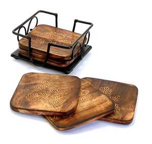 Posavasos de Madera de Diseño Clásico con Soporte, Juego de Posavasos Redondos de Primera Calidad para Proveedor Mayorista - Product Image 5