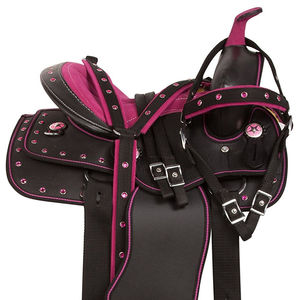 Premium Y&Z Horse Western Synthetic Black & Pink Corner with Pad Classic Design Durable <b>Saddle</b> 14"-18" - Product Image 1