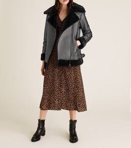 Chaqueta informal de piel de oveja con cremallera para mujer, chaqueta de moda con piel de imitación en color gris, nuevo diseño de invierno 2021 - Product Image 3