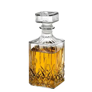Горячая Распродажа, стеклянный графин для виски Aeofa, дешевые гравированные дизайнерские Графины, квадратная стеклянная бутылка для виски