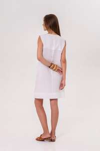 Vestido Mini de Lino 100% Tejido, Cuello Redondo, Sin Mangas, para Mujer, Disponible en Tallas Regular y Petite - Product Image 4