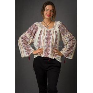 Ukrainian Embroidered Special Charm Vintage Look Women Blouse <strong>Plus</strong> <strong>Size</strong> Romanian Folk Costume Made <strong>in</strong> <strong>India</strong> Bold Boho Lady <strong>Top</strong> - Product Image 1