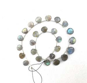 25 Pieces <b>Labradorite</b> Gemstone Natural Multi Fire Faceted Heart Shape Top Quality Briolette Beads Wholesale - Product Image 3
