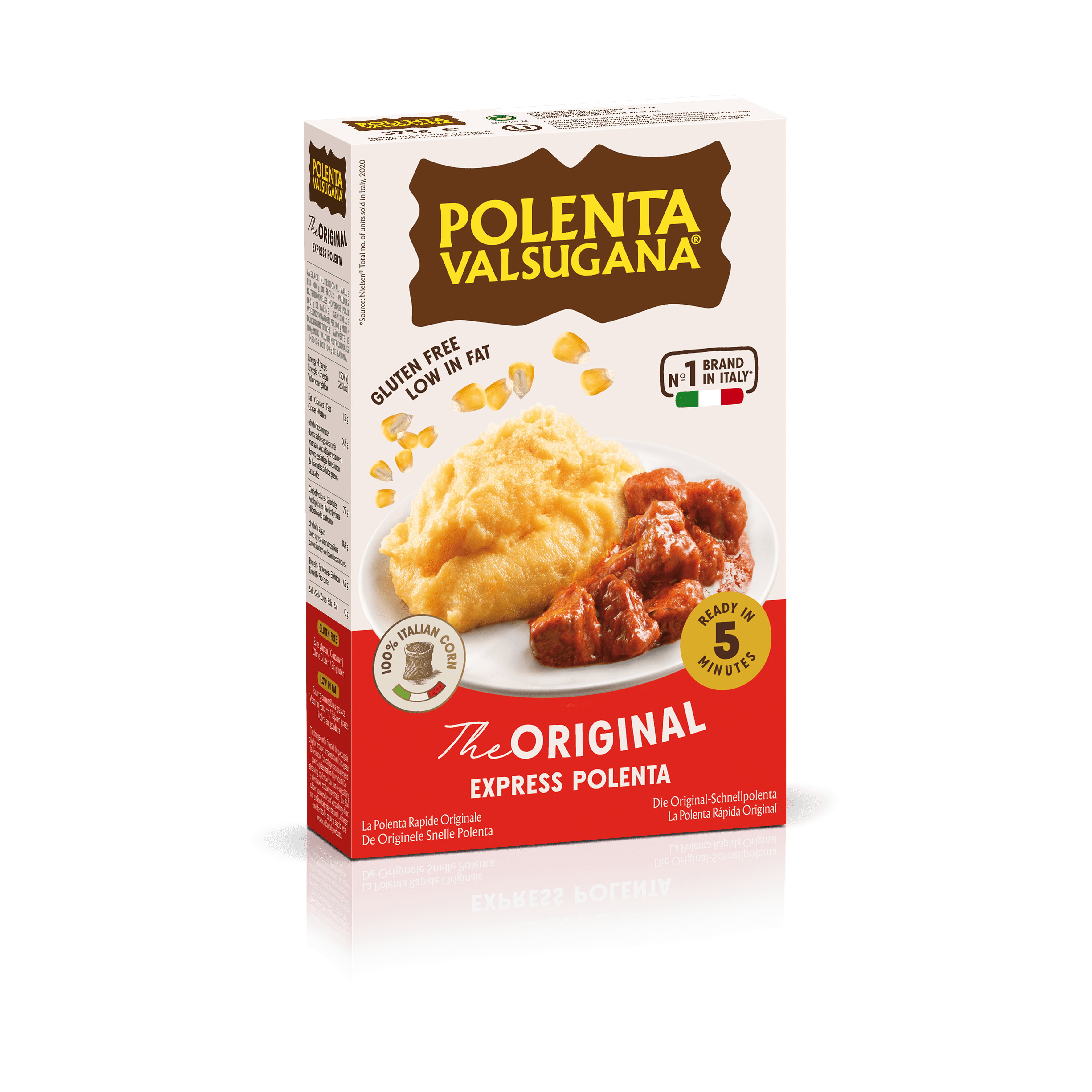 Premium Kwaliteit Italiaanse Polenta Valsugana Express Classic C Glutenvrij Gele Maïs Meel 1 Doos 375 G Voor Gezond Koken