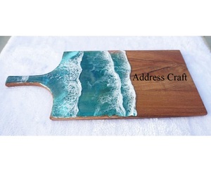 Planche à fromage personnalisée avec motif vague océanique, planche cadeau, art en époxy, planche à découper, vaisselle, maison et cuisine, plateau de restaurant - Product Image 5