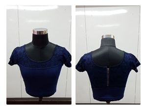 Meilleur Prix Lourd Designer Coton Soie Bleu Couleur Indien Femmes Prêt À Porter Blouse Vêtement Simple À Manches Courtes Broderie pour la Fête - Product Image 2