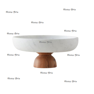 Bol en marbre et bois, forme ronde, taille personnalisée, bol à fruits fabriqué par Home Arts. - Product Image 1