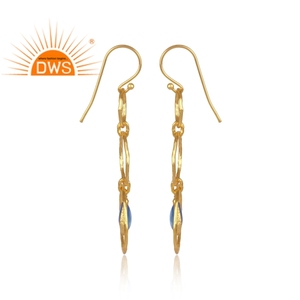 Pendientes colgantes de plata de ley para mujer, aretes de Gema azul de Calcedonia, proveedor de joyería - Product Image 2