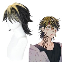 Vente en gros Tokyo Revengers perruque Cosplay 35cm court blond noir mixte Hanemiya Kazutora Peluca synthétique Anime perruques résistantes à la chaleur