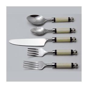 Ensemble de couverts en acier inoxydable avec manche en os blanc, vaisselle polie, couverts de luxe en porcelaine avec céramique - Product Image 1