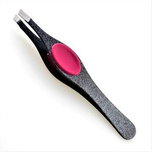 KOUNAIN, herramientas profesionales de belleza, juego de pinzas para cejas negras de acero inoxidable, agarre de silicona, puntas inclinadas, pinzas para desplumar - Product Image 2