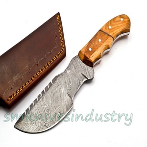 Hecho a mano de acero de Damasco de caza rastreador cuchillo hermosa madera de olivo cuchillo (smk1703) - Product Image 5