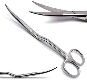 Tijera curvada Universal de doble curvado para cirugía Dental, tijeras de acero inoxidable alemán con bordado de 6 ", CE - Product Image 1