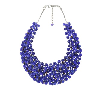 Thời Trang Tốt Nhất Phụ Kiện Topaz Đá Quý Hoa Thủy Tinh Màu Xanh Hạt Vòng Cổ Với Màu Đen Giả Cổ Áo Vàng Vật Liệu Chính Cho Các Bên Ấn Độ - Product Image 1