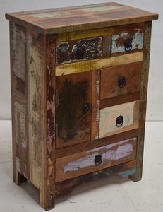 Antiguo étnico India reclamado viejo colorido persiana de madera puerta cajón sala de estar gabinete hogar cama habitación Comedor Cocina - Product Image 5