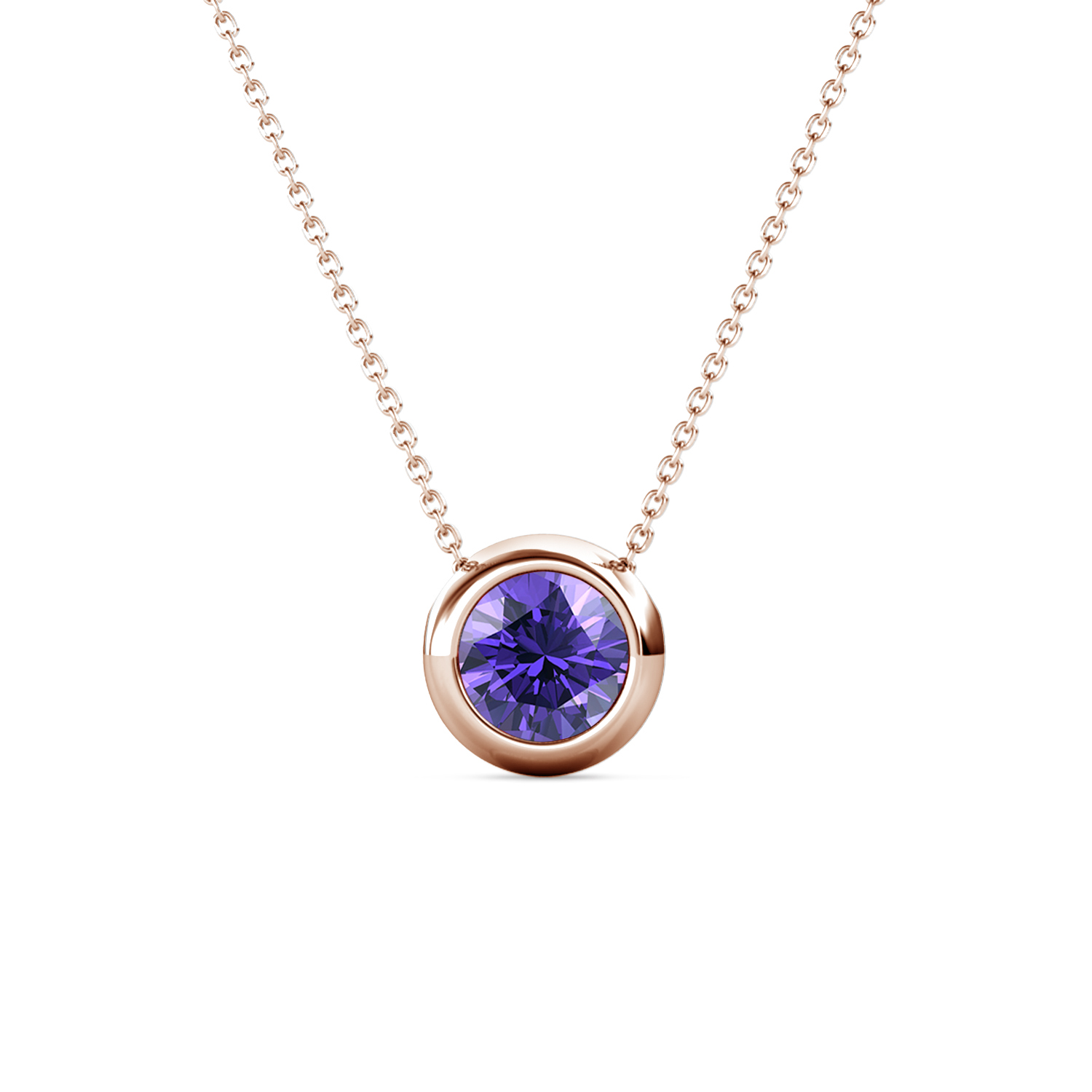 Brass With 18k Rose Gold Plated Minimalist February Necklace