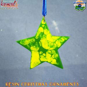 Adornos de Navidad de resina acrílica de cristal hechos a mano, adornos verdes en forma de corazón para Navidad - Product Image 4