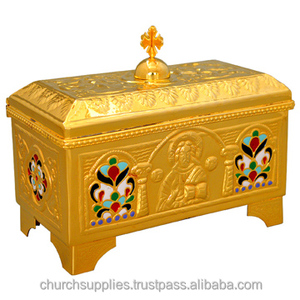 Elegantes cajas de pan sagrado de latón 22179 con función de almacenamiento Elegante portavelas de latón - Product Image 1