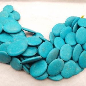 Cuentas de turquesa de forma ovalada de alta calidad Hermoso color azul - Product Image 1