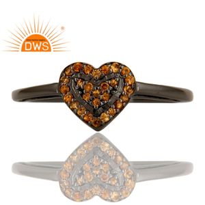 Glorious Spessartite Gemstone Ring Silver Jewelry Manufacturer Black <b>Oxidized</b> 925 Silver Heart Design Ring Classic Collection - Product Image 2